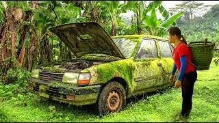 Car Restoration, CLEAN Up Abandoned Car | Restoration of Old Moss Covered Car Forgotten for 35 Years