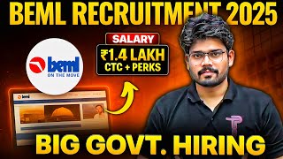 🏢 BEML Jobs 2025 | Salary 1.4 Lakh + Allowances | Govt Hiring🔥| BEML Recruitment 2025 #gate2026 #job
