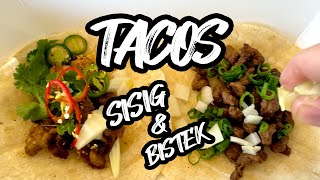 FILIPINO TACOS! Sisig & Bistek Tacos using Mexican Cooking Techniques