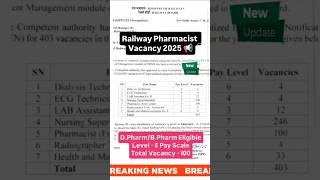 📢 Railway Pharmacist 2025 Big update 🤩 RRB Pharmacist Recruitment 2025 #pharmacist