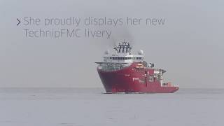 Deep Arctic, dive vessel, entering Aberdeen Harbour