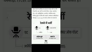 Railway mein aye nayi job jaldi apply karo#naukri #job #railwayjobs2024 #shorts