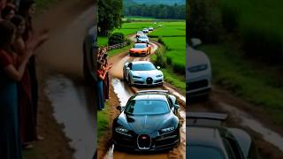 Bugatti car crossing the rice field road!! #Bugatti #Action #Car #crossing #racing #ricefield