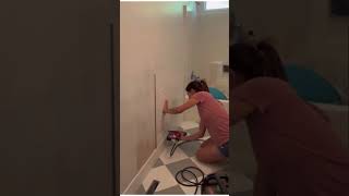 Guest Bathroom Makeover w/ vintage Edge - wainscoting, marble tile and checkered floors! #shorts