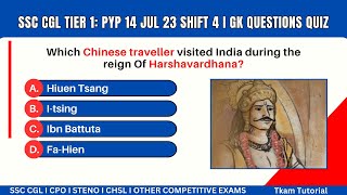 SSC CGL Tier 1: PYP 14 Jul 23 Shift 4 I GK Questions Quiz #shortsgk  #sscquiz #cgl2023