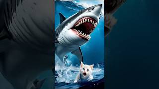 SHOCKING Cat Father Fights Off SHARK to Protect Kittens! 😻🎯  #cat #catlover #shorts  #funny