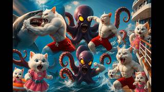 EXTREME Cat Dad Fights Shark to Save Kitten!  🐈 Cat sad Story 🦈  #cat #aicat #kitten #catstory