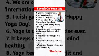 10 Lines Speech On International Yoga Day | Yoga Day Speech in English | #shorts #yogaday