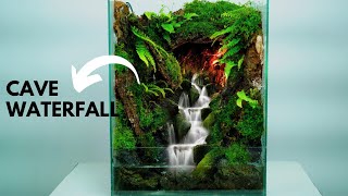 DIY forest cave waterfall in a glass tank