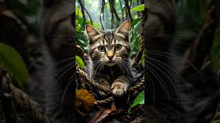 "Cat's Jungle Adventure: Outsmarting the Hunters!"