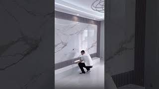 Sintered stone TV wall design #interiordesign #wallboard #walldecor #walldesign