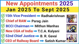 Important Appointments 2025 | Who is Who in 2025 | Latest Appointment 2025 Current Affairs