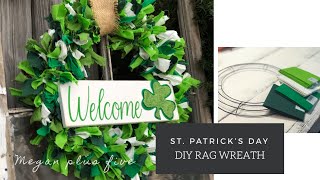 DIY FABRIC RAG WREATH EASY TUTORIAL FOR ST. PATRICK'S DAY | HOW TO MAKE A TIED WREATH WITH FABRIC
