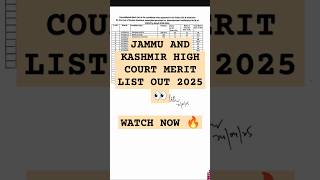 J&K HIGH COURT SYSTEM ASSISTANT MERIT LIST OUT 2025🔥#jkhighcourt#jk#jammu#kashmir#india#world#shorts