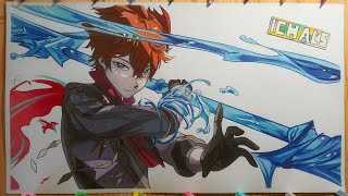 Drawing Tartaglia Melee Burst Animation | Genshin Impact #shorts