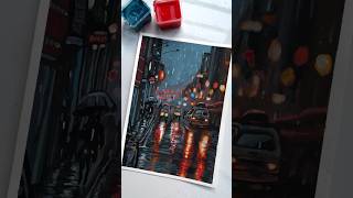 Rainy night painting #rainynight #satisfying #shorts #painting