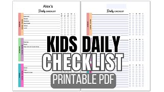 Kids Daily Checklist Printable (PDF)