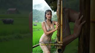 Every drop of rain tells a story." ☔🐄 #rainsounds #asmr #village #shorts