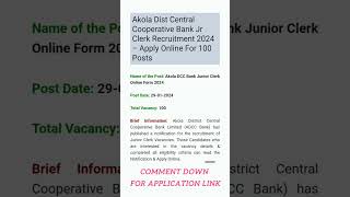 Latest Bank Jobs#akoladistrictcooperativebank #jobs #bankjobs2024 #latest #recruitment #bankjobs2024