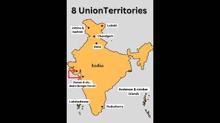 Union territories of India with Indian map 🇮🇳 2024