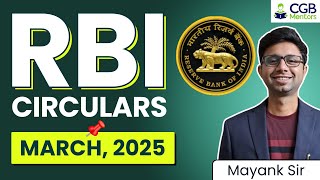 RBI Circulars March 2025 | Complete March Circulars | Mayank Barua Sir | Circular Class | RBI | SEBI