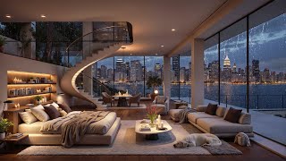 Elegant City Night Jazz with Rain Sounds - Smooth Jazz Music in a Cozy Bedroom Ambience for Sleep