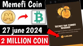 26 June Memefi 2m Coin | Memefi Secret Combo | Memefi Secret code | Memefi Morse Code