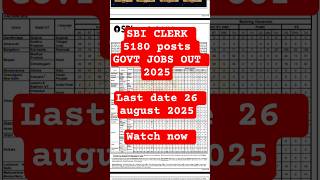 SBI CLERK GOVT JOBS OUT 2025 #governmentjobs #jobseekersindia #jobsearch #publicsectorjobs #govtjoba