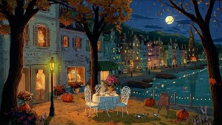 Outside the window in the 1930s, oldies music plays softly from another room | peaceful autumn night