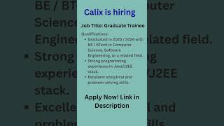Calix is hiring #fresherjobs #techjobs #jobs2025 #itjobs  #internship #freshers #calix