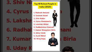 Top 10 Richest People in India 2025 | Mukesh Ambani to Niraj Bajaj 💰🇮🇳#top10