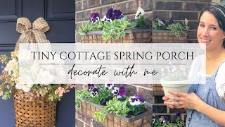 DECORATE MY TINY COTTAGE PORCH FOR SPRING | HOW TO HANG PLANTERS ON BRICK WITHOUT DRILLING