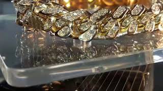Custom made 18kt fancy Cuban link all iced up VS or better by Palacio the Jeweler