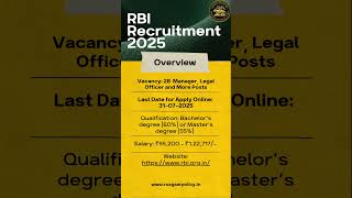 RBI Group A, Group B Recruitment 2025 - Apply Online for 28 Manager, Legal Officer and More Posts