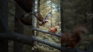 Hawk vs Squirrel 🦅🐿️ | Epic Forest Chase | AI Wildlife Shorts
