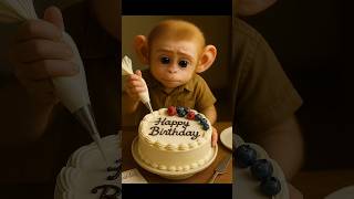 Poor Baby Monkey didn’t have enough money to buy a cake, so he decided to make one himself #ai