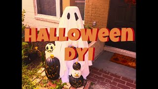 Front Yard Holloween DIYs using Dollar Tree Table Covers!! 🎃🎃👻👻💀