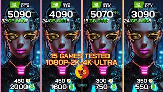RTX 5090 vs RTX 4090 vs RTX 5070 Ti vs RTX 3090 | Ultimate 15 Games Benchmark