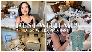 NEST WITH ME | 35 Weeks Pregnant | Closet nursery transformation, laundry prep, baby gear, & more!