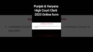 Punjab & Haryana High Court Clerk 2023 Online form #2023 #newjob #hryana #highcourtclerk