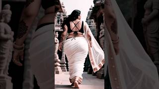 Graceful Walk in a White Saree 🏛️✨ | Indian Heritage Fashion Short #SareeStyle #CulturalVibes