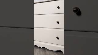 Solid maple dresser gets gently modernized with new hardware and a calming neutral paint job.