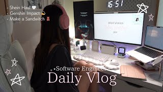Cosy Vlog 💌 | A Software Engineer's Day Off and Work Day 🎧, Shein Haul, food, Genshin Impact✴︎