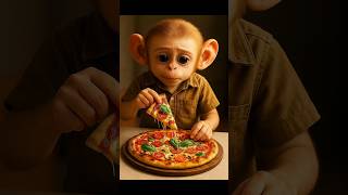 Poor Baby Monkey didn't have enough money to buy pizza, so he decided to make one himself #ai #short
