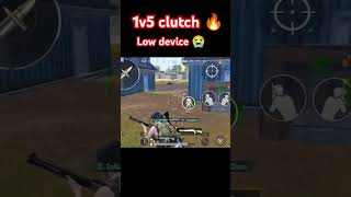 1v5 clutch 🔥 in low device 😭#bgmi #gaming #lowdevicegameplay