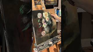 White Peonies in a Silver Vase | 20x20 oil on canvas