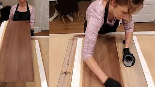 Applying real wood to wainscoting