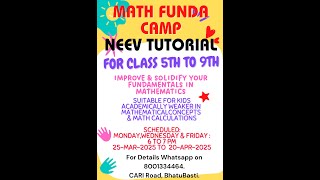 MATH FUNDA CAMP 2025 INTRO BY NEEV TUTORIAL