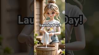 Laundry Day! 🧺🌤️#cozyshorts #cutediary #miniaturestory #dollhouse #softstory #cuteshorts