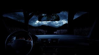 Rain on Car Sound for Sleeping | DIMMED SCREEN Sleep and Relaxation, Nature Sounds